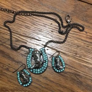 Horseshoe necklace and earrings